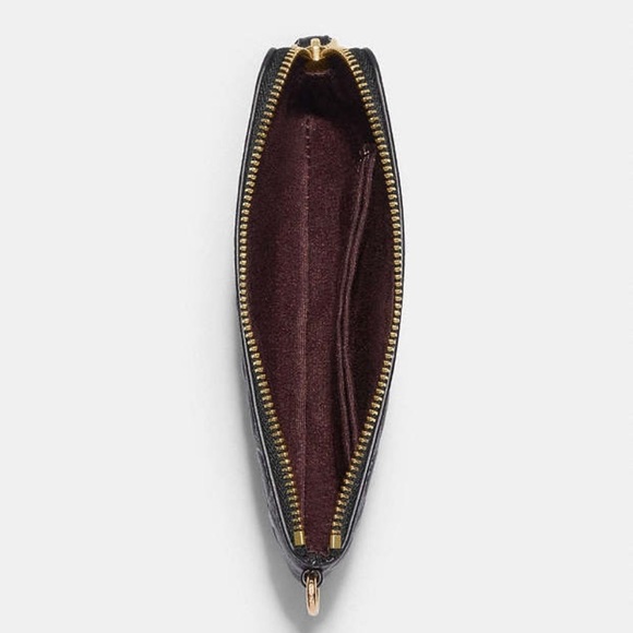 NEW Coach Boxed Corner Zip Wristlet In Signature Leather MSRP $148 Black Gold - Picture 6 of 6